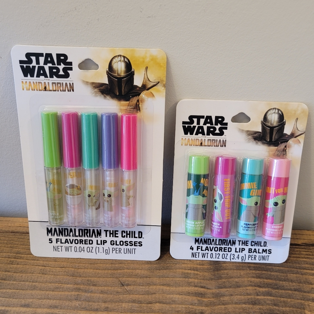 Star Wars Mandalorian The Child,  Lip Gloss and Balm Sets - 9 Flavors Total